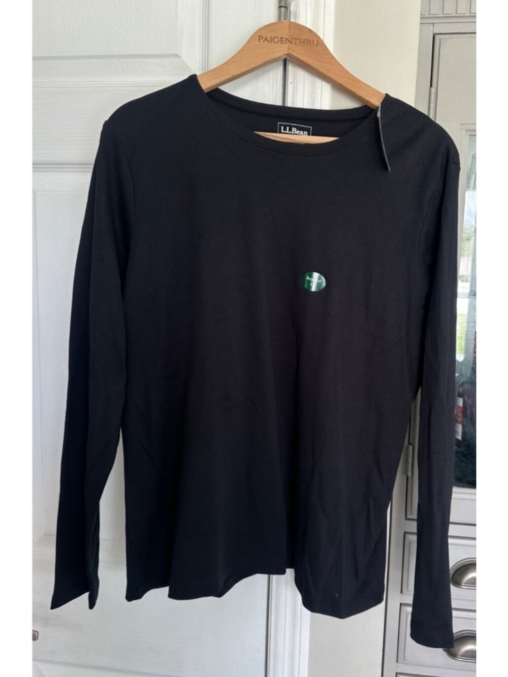 LL Bean Women's XL Black Intrlck Long Sleeve T-Shirt Casual Classic Layer